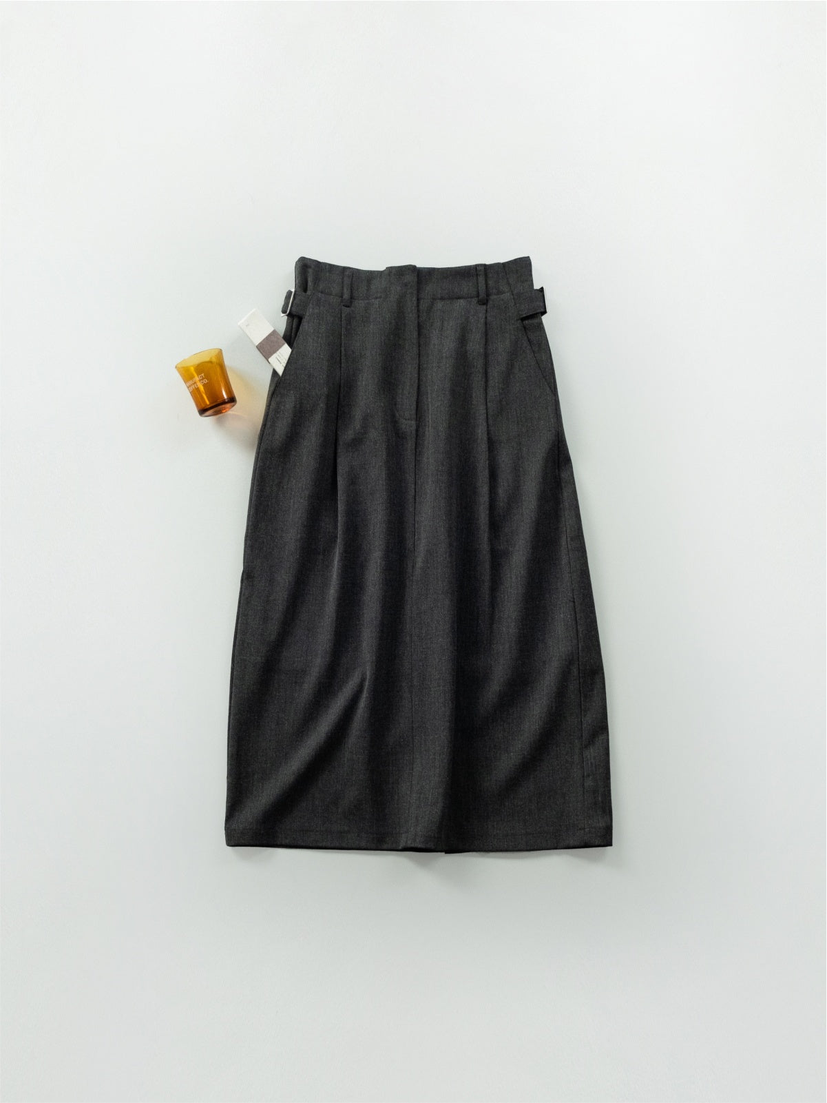 (W)Belted Flow Maxi Skirt (Charcoal)