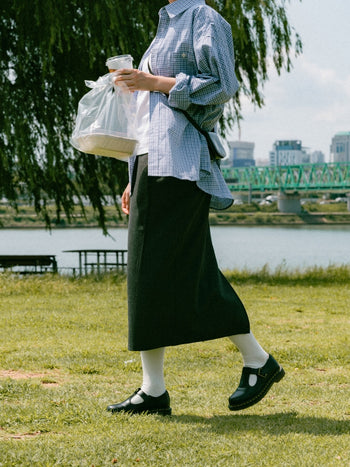 (W)Belted Flow Maxi Skirt (Charcoal)
