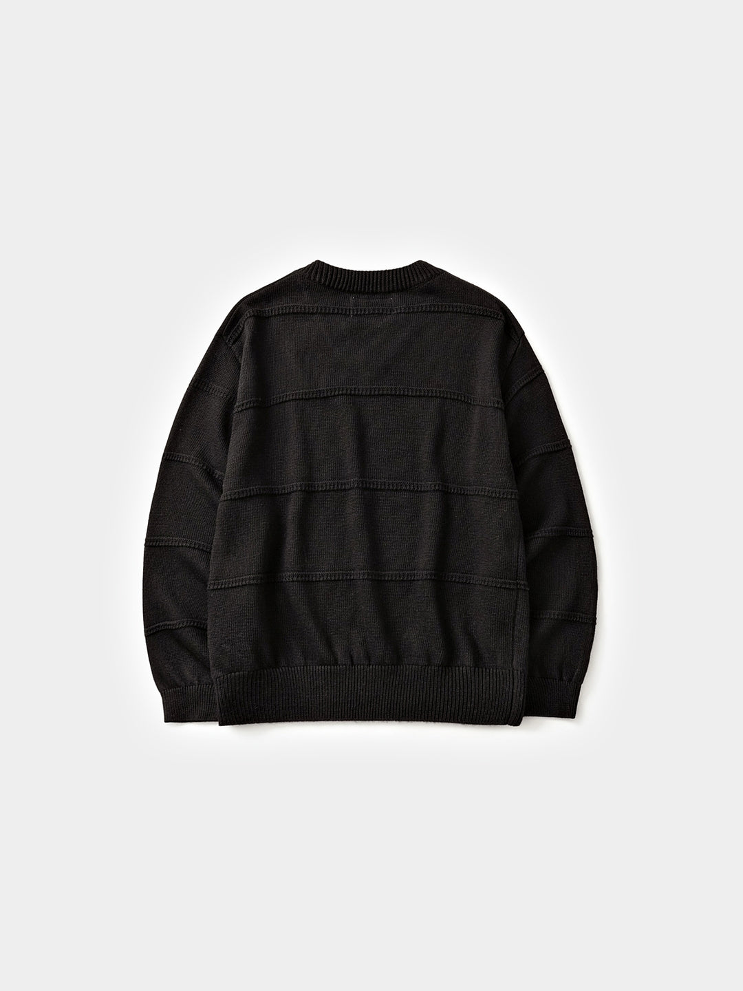 Cable Stripe V-Neck Knit (Black)