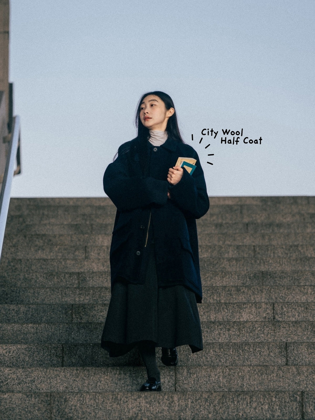 City Wool Half Coat (Charcoal)