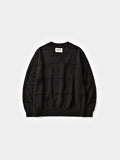 Cable Stripe V-Neck Knit (Black)