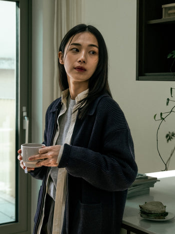 2way Zip-up Cardigan (Blue Green)