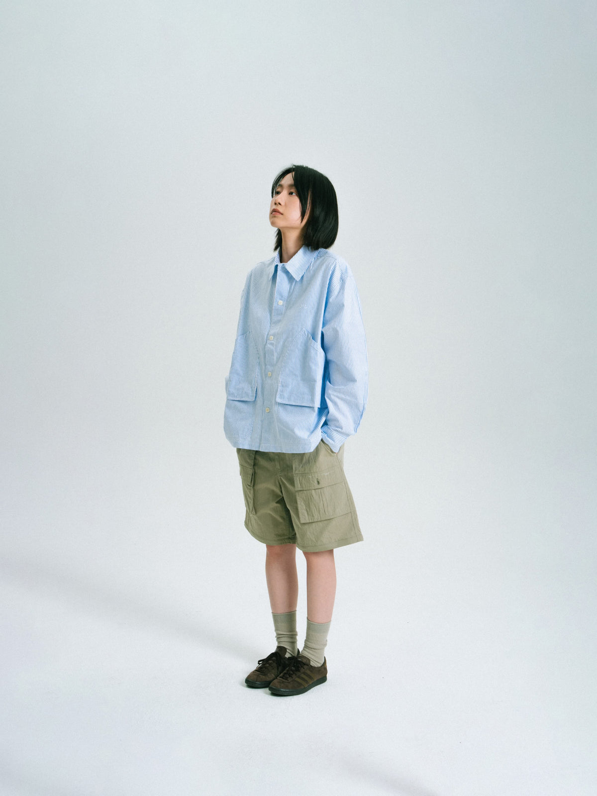 Field Pocket Shirt Jacket (Stripe Blue)