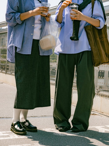 (W)Office Belted Pin-tuck Pants - Blue Gray | W0 (S)