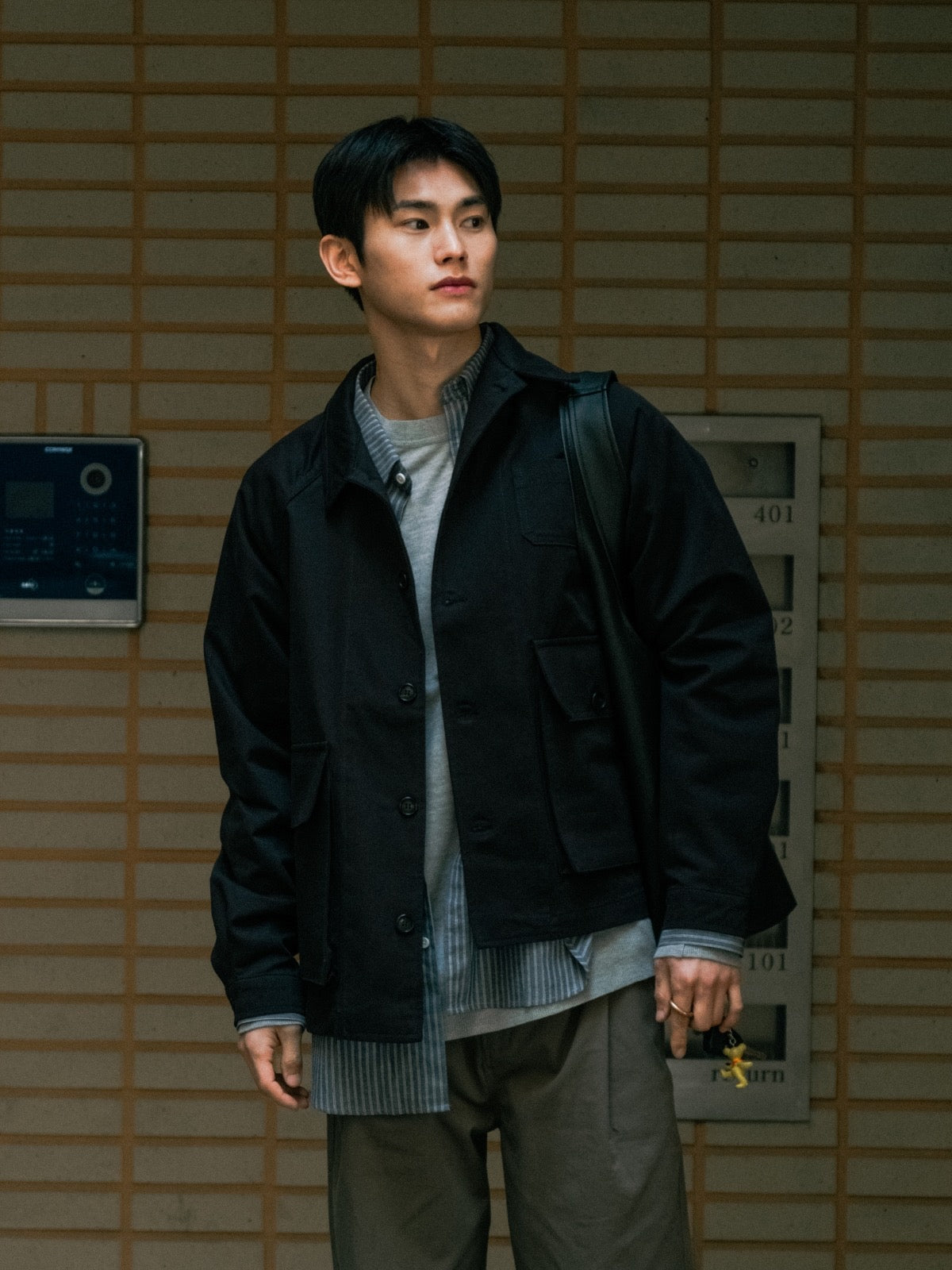 Everyday Pocket Stripe Shirts (Blue Gray)