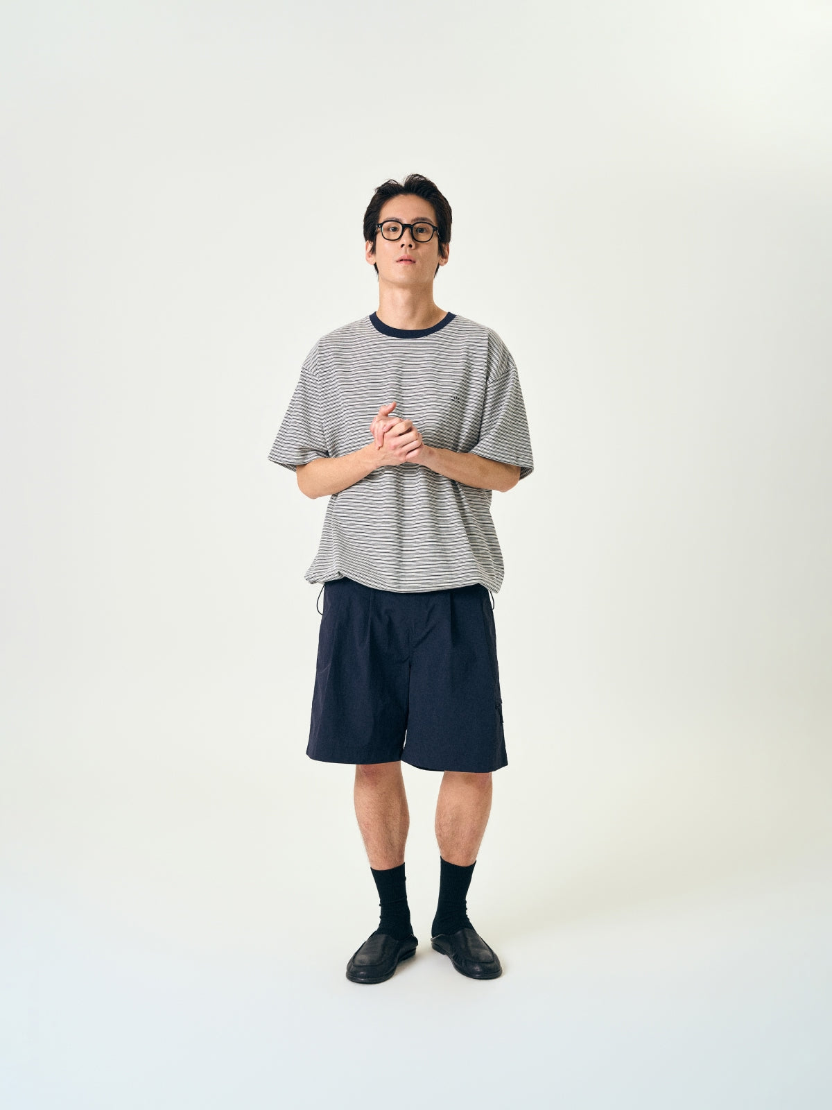 Relaxed Half Stripe String Tee (Stripe Navy)