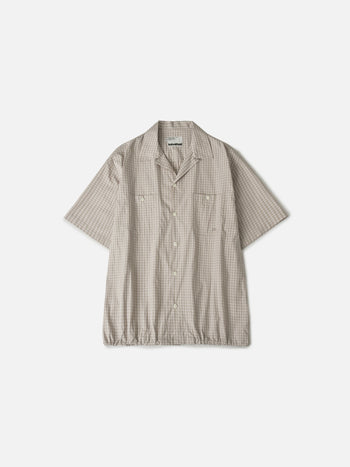 Open Collar Check Shirts (Beige)