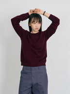 Layered Wool Round Knit (Burgundy-Pink)