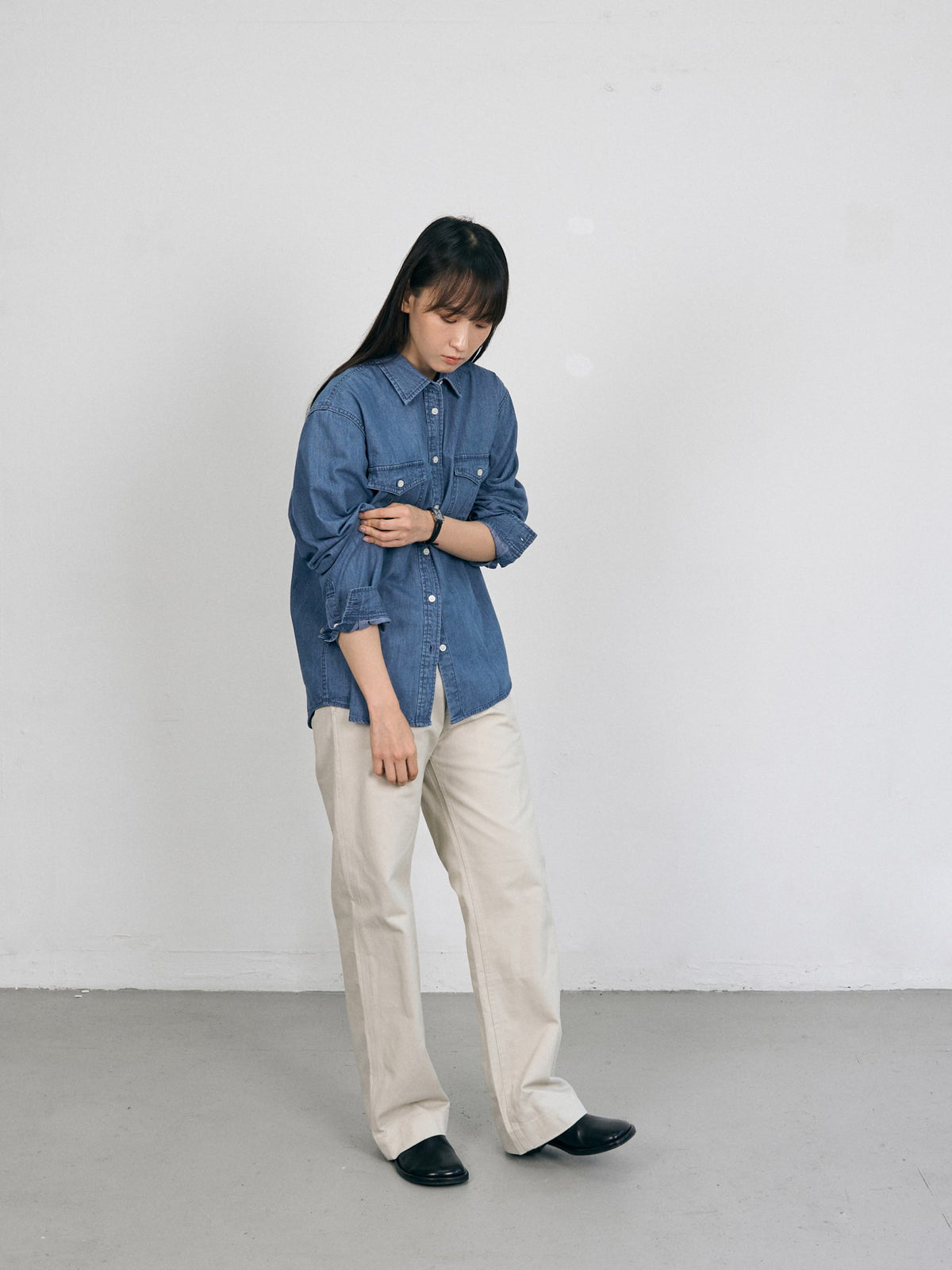 Double Pocket Denim Shirts (Denim Blue)