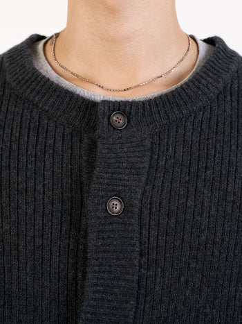 Fine Wool Roundneck Cardigan (Brown)