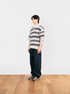 Airy Cotton Collar Knit (Stripe Ivory)