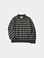 Classic Stripe Collar Knit (Stripe Gray)