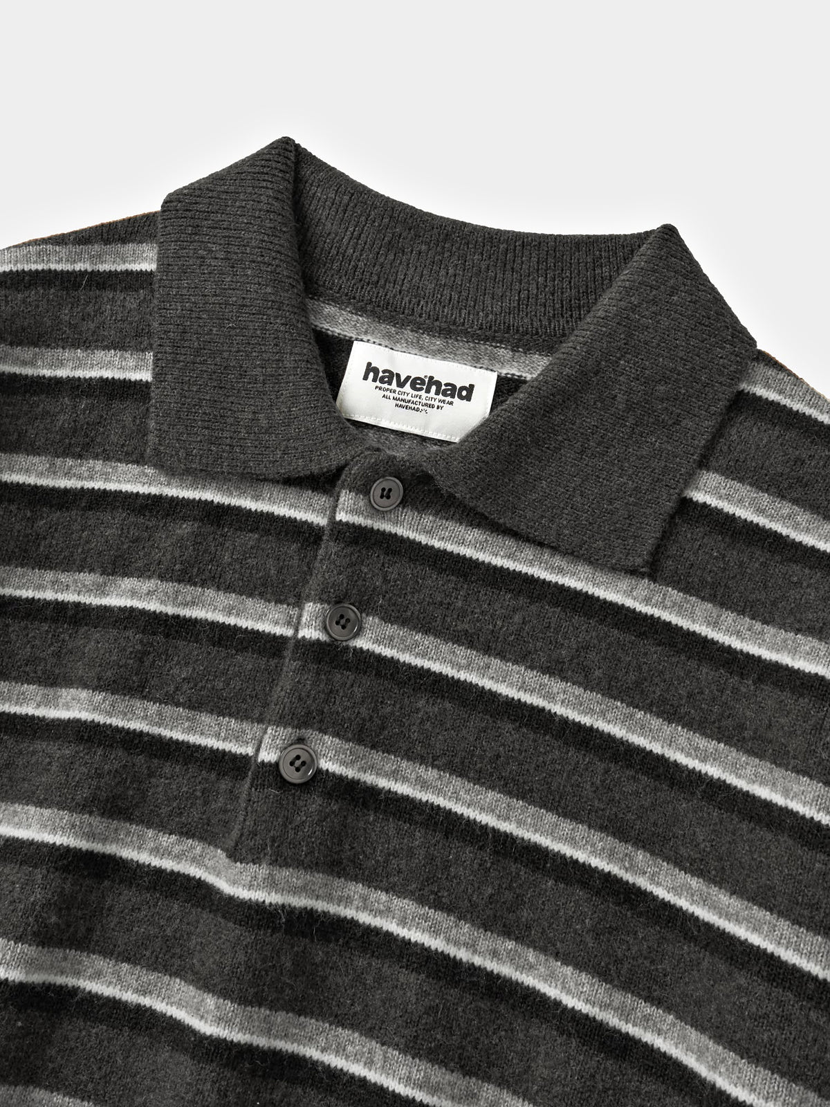 Classic Stripe Collar Knit (Stripe Gray)
