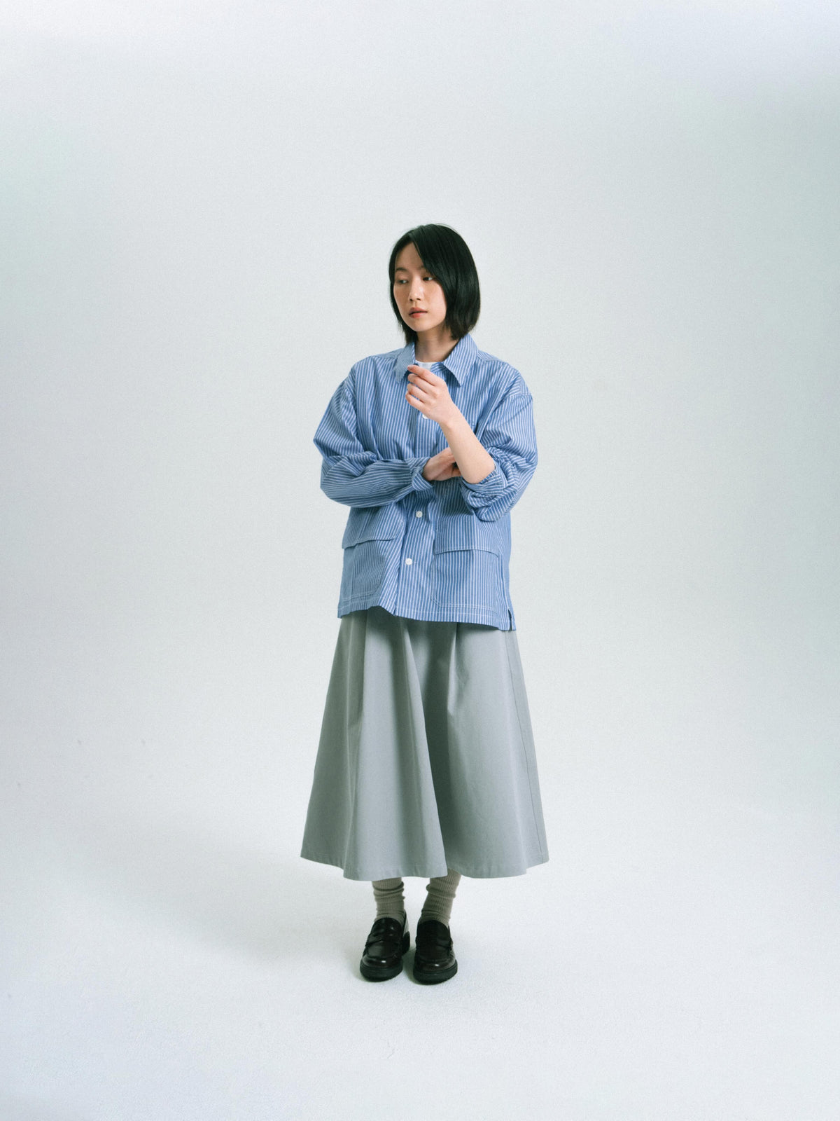 Field Pocket Shirt Jacket (Stripe White)