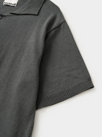 Airy Cotton Collar Knit (Charcoal)