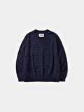 Cable Stripe V-Neck Knit (Navy)