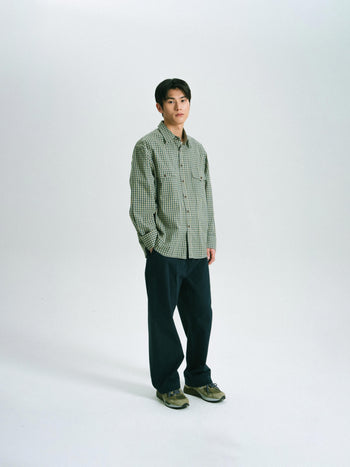 Classic Check Western Shirts (Olive Green)