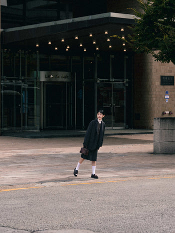 Wool Blend Pleats Skirt (Black)