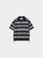 Airy Cotton Collar Knit (Stripe Navy)