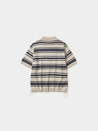 Airy Cotton Collar Knit (Stripe Ivory)