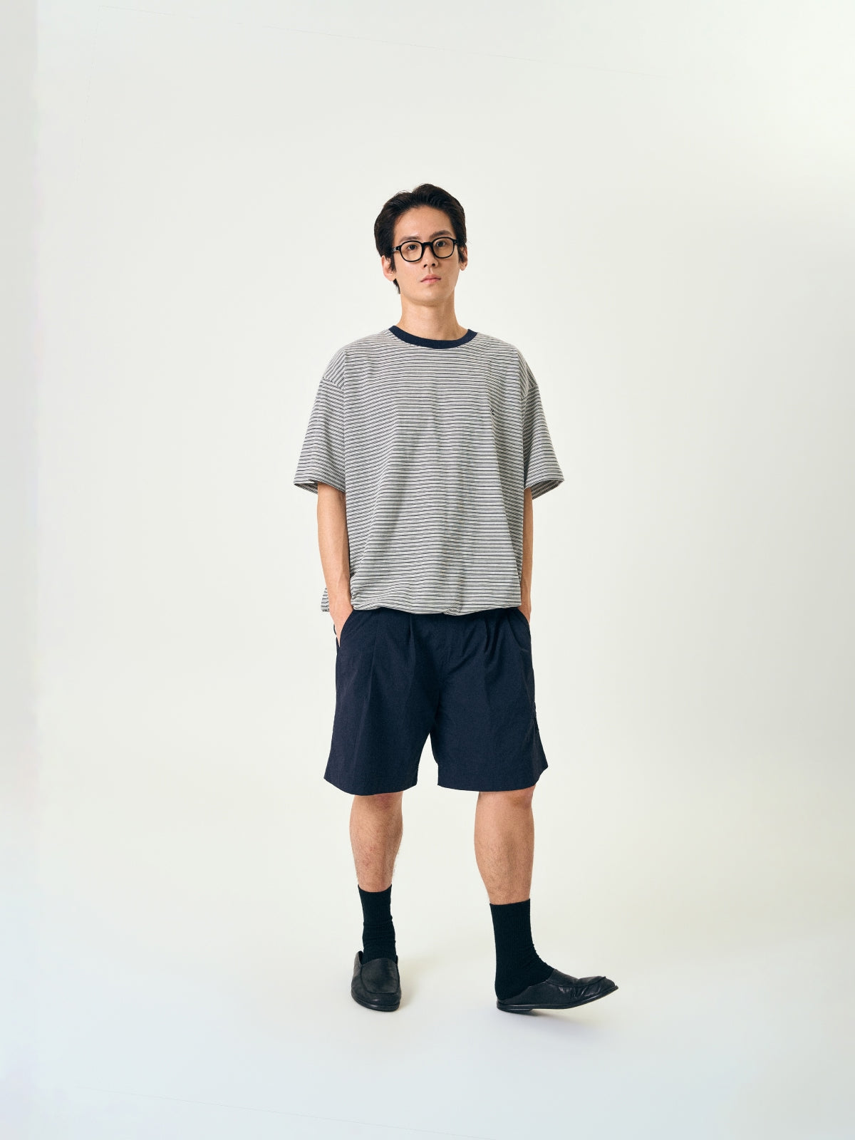 Relaxed Half Stripe String Tee (Stripe White)