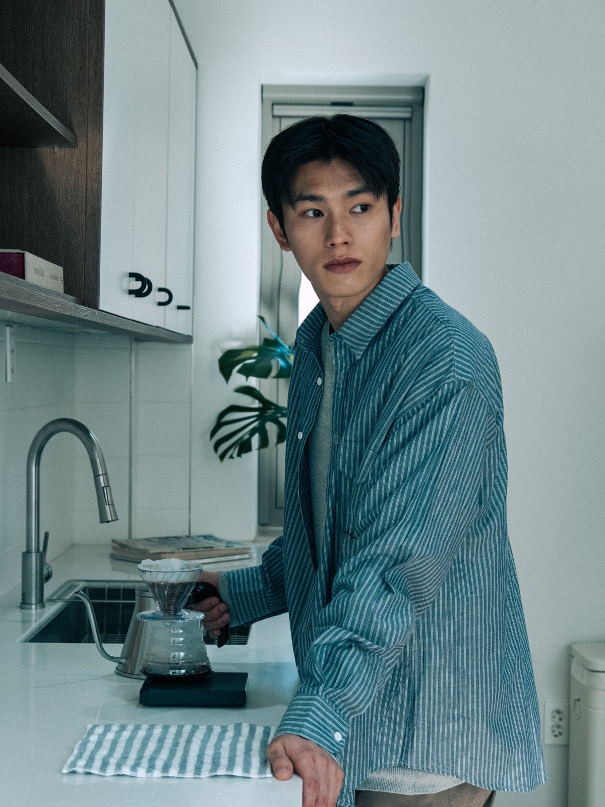 Everyday Pocket Stripe Shirts (Blue Gray)
