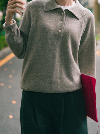 Yak Wool Collar Knit (Navy)