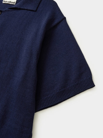 Airy Cotton Collar Knit (Navy)