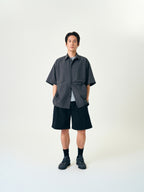 Hidden Type Half Sleeve Shirts (Charcoal)