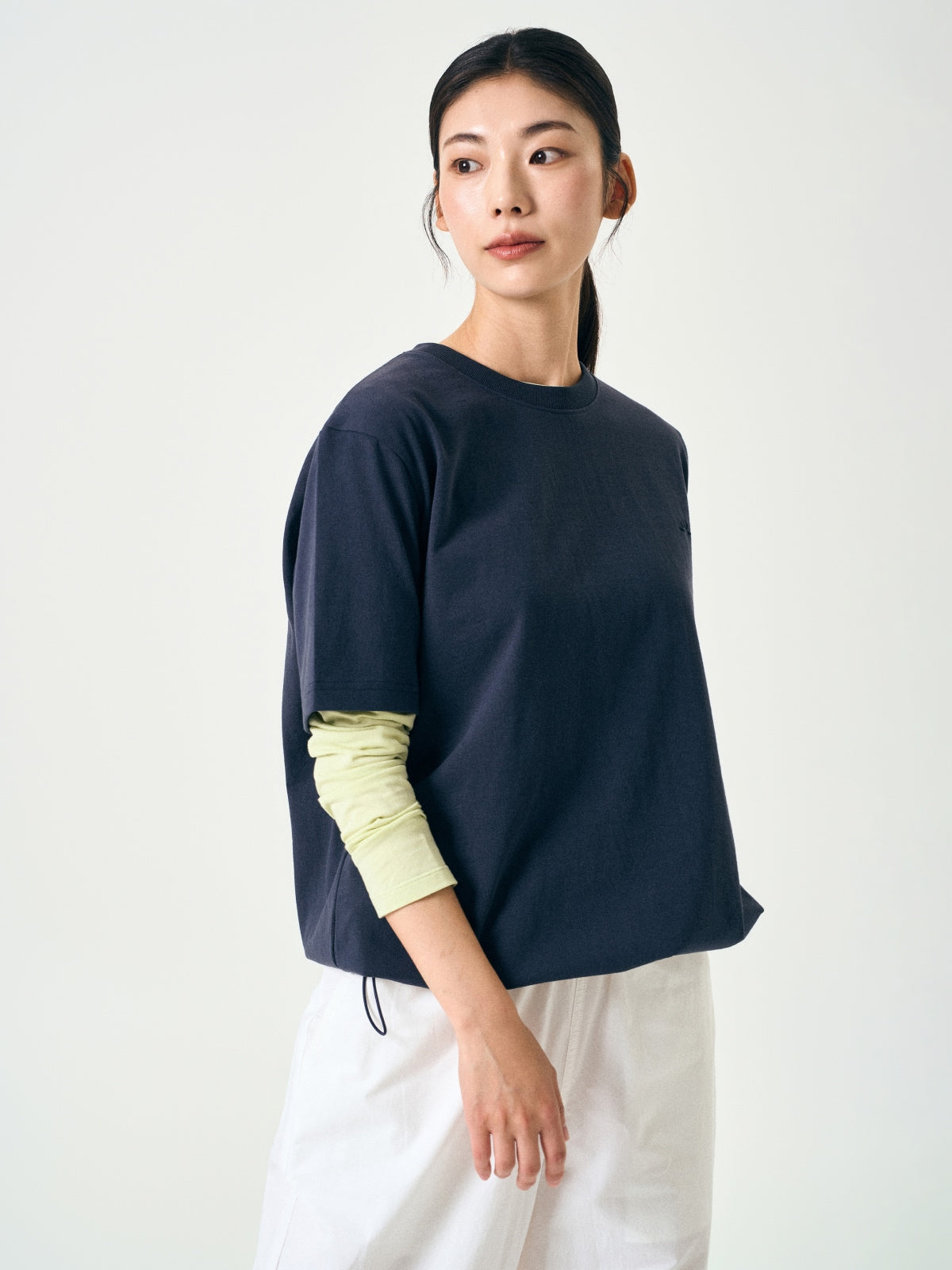 Relaxed Half String Tee (Navy)