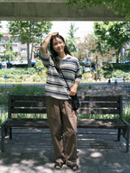 Airy Cotton Collar Knit (Stripe Ivory)