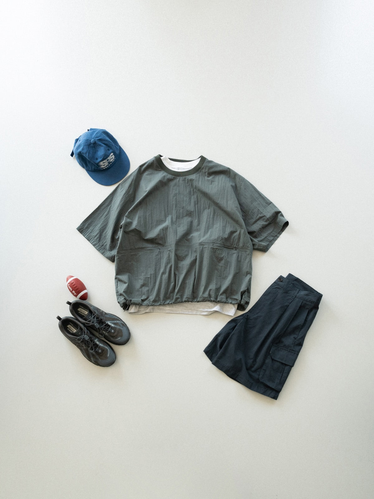 Pocket Volume String Half Tee (Charcoal)
