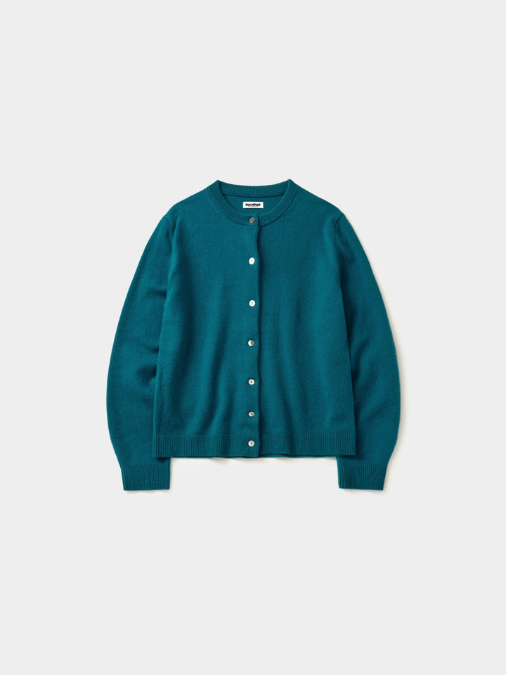 Soft Wool Round Cardigan (Blue Green)
