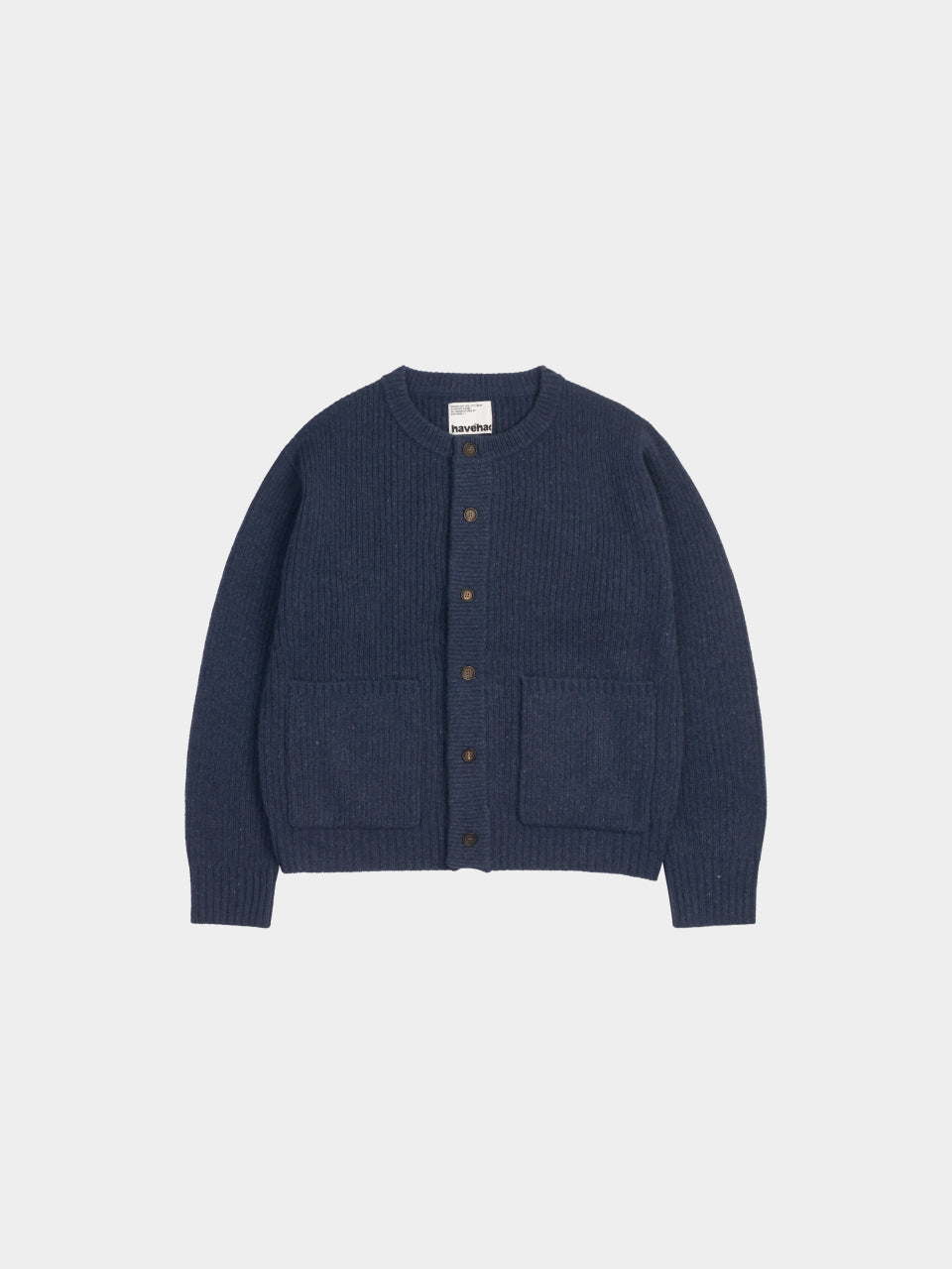 Fine Wool Roundneck Cardigan (Navy)