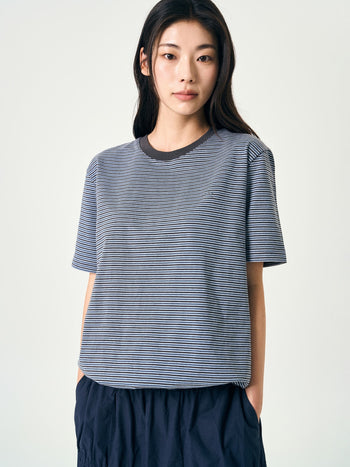 Relaxed Half Stripe String Tee (Stripe Charcoal)