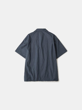 Open Collar Check Shirts (Navy)
