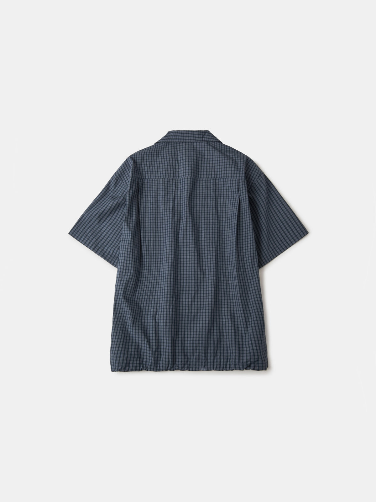 Open Collar Check Shirts (Navy)