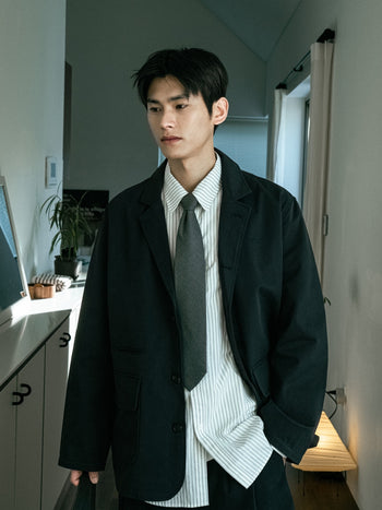One Pocket Stripe Shirts (Blue Gray)