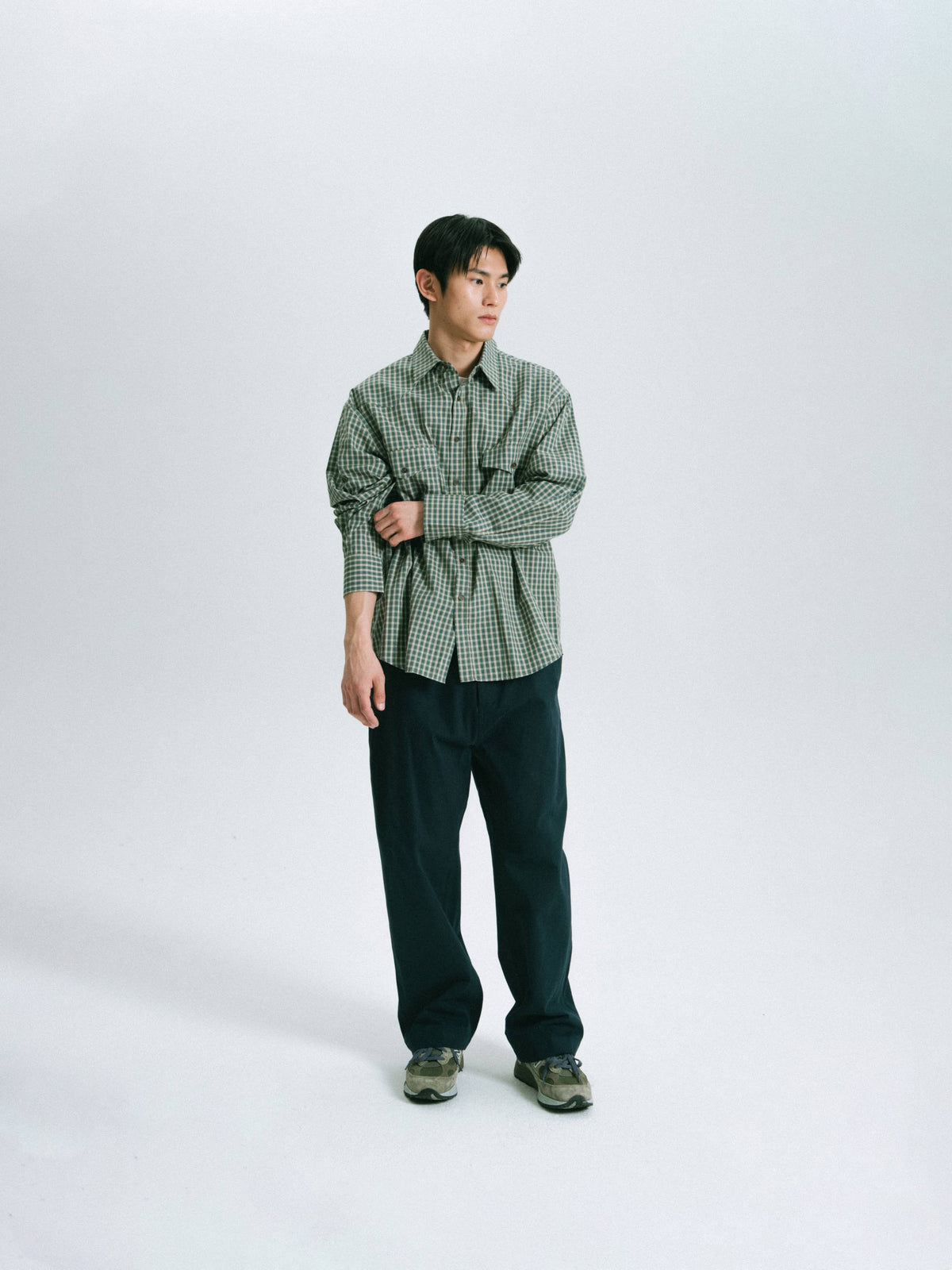 Classic Check Western Shirts (Olive Green)