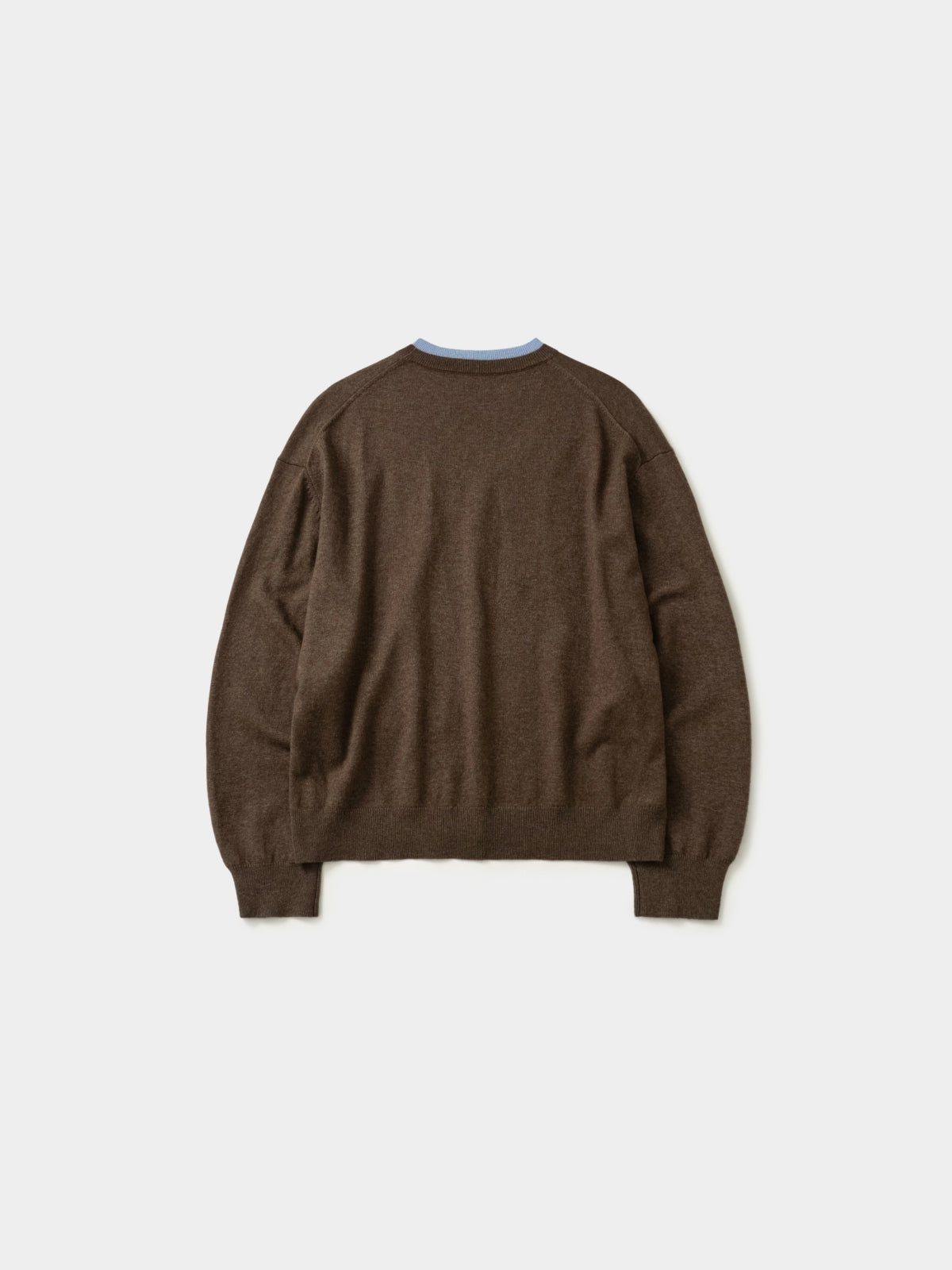 Layered Wool Crew Knit (Brown-Light Blue)