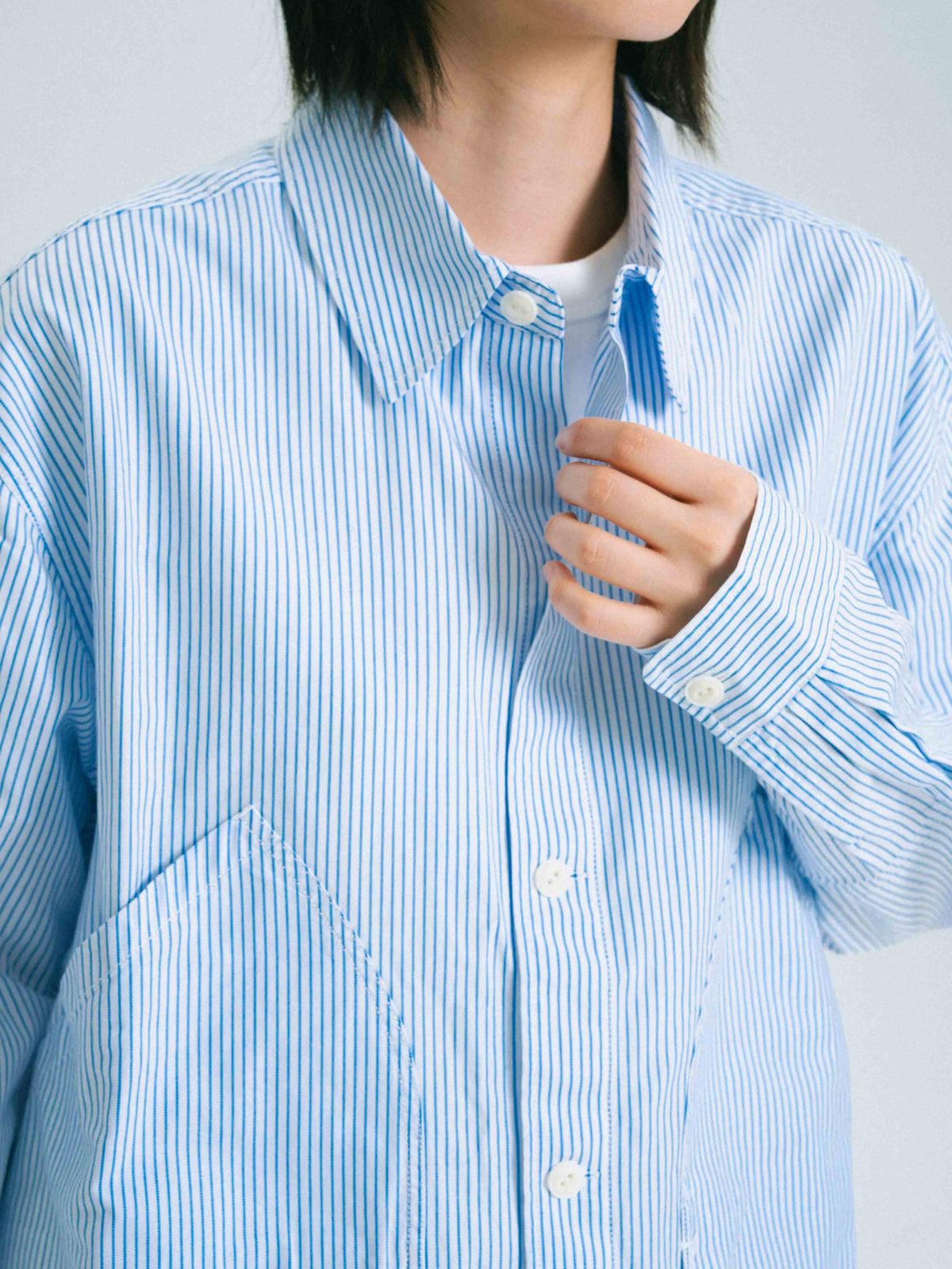 Field Pocket Shirt Jacket (Stripe Blue)