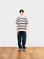 Airy Cotton Collar Knit (Stripe Ivory)