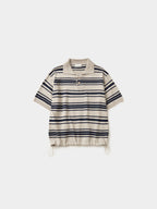 Airy Cotton Collar Knit (Stripe Ivory)