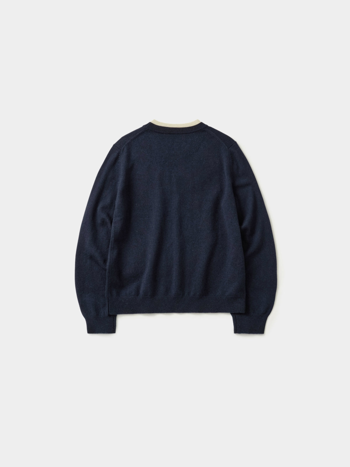 Layered Wool Crew Knit (Navy-Ivory)