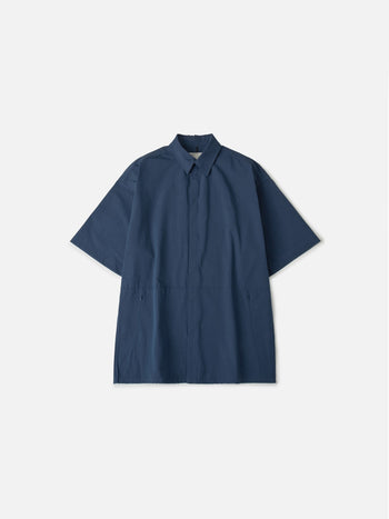 Hidden Type Half Sleeve Shirts (Navy)