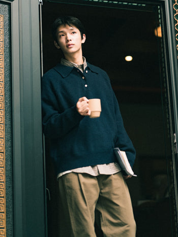 Yak Wool Collar Knit (Navy)