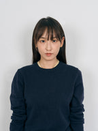 Layered Wool Round Knit (Navy-Lemon)