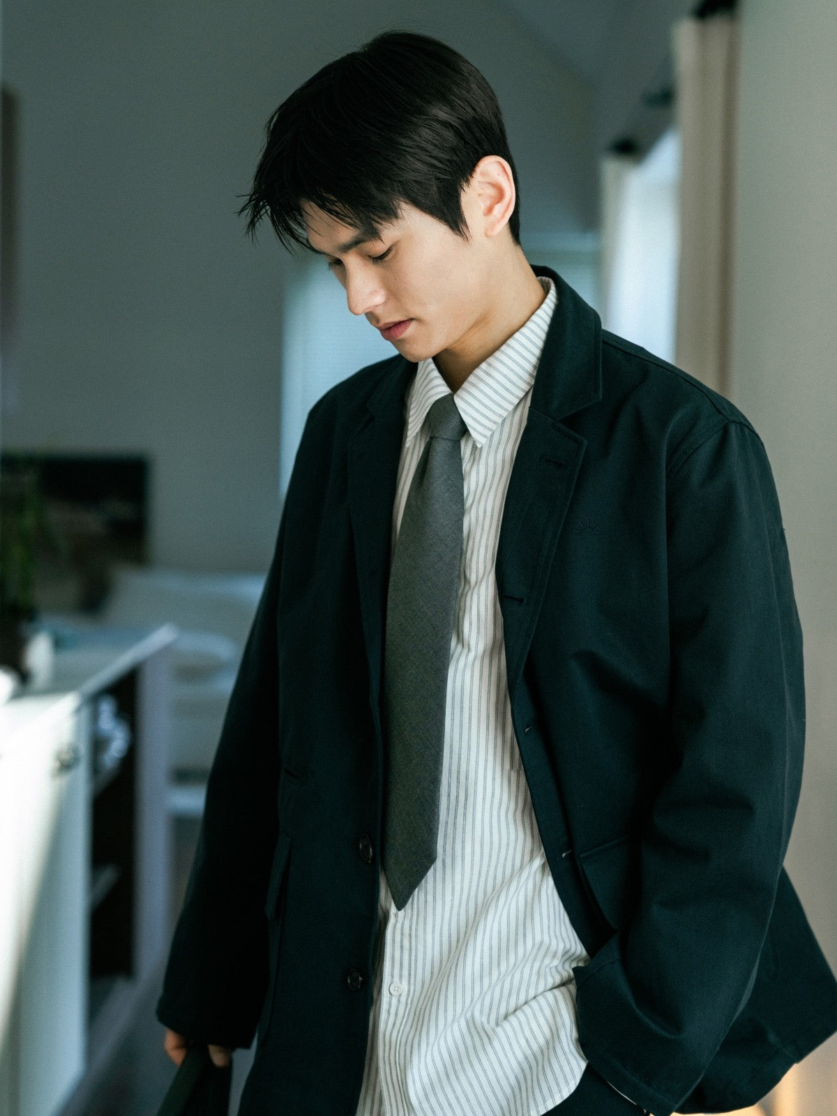 Everyday Pocket Stripe Shirts (Blue Gray)