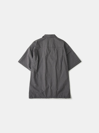 Open Collar Check Shirts (Charcoal)