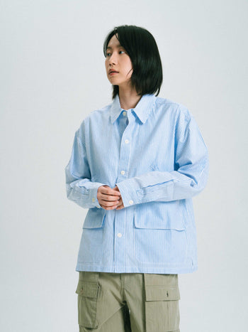 Field Pocket Shirt Jacket (Stripe White)